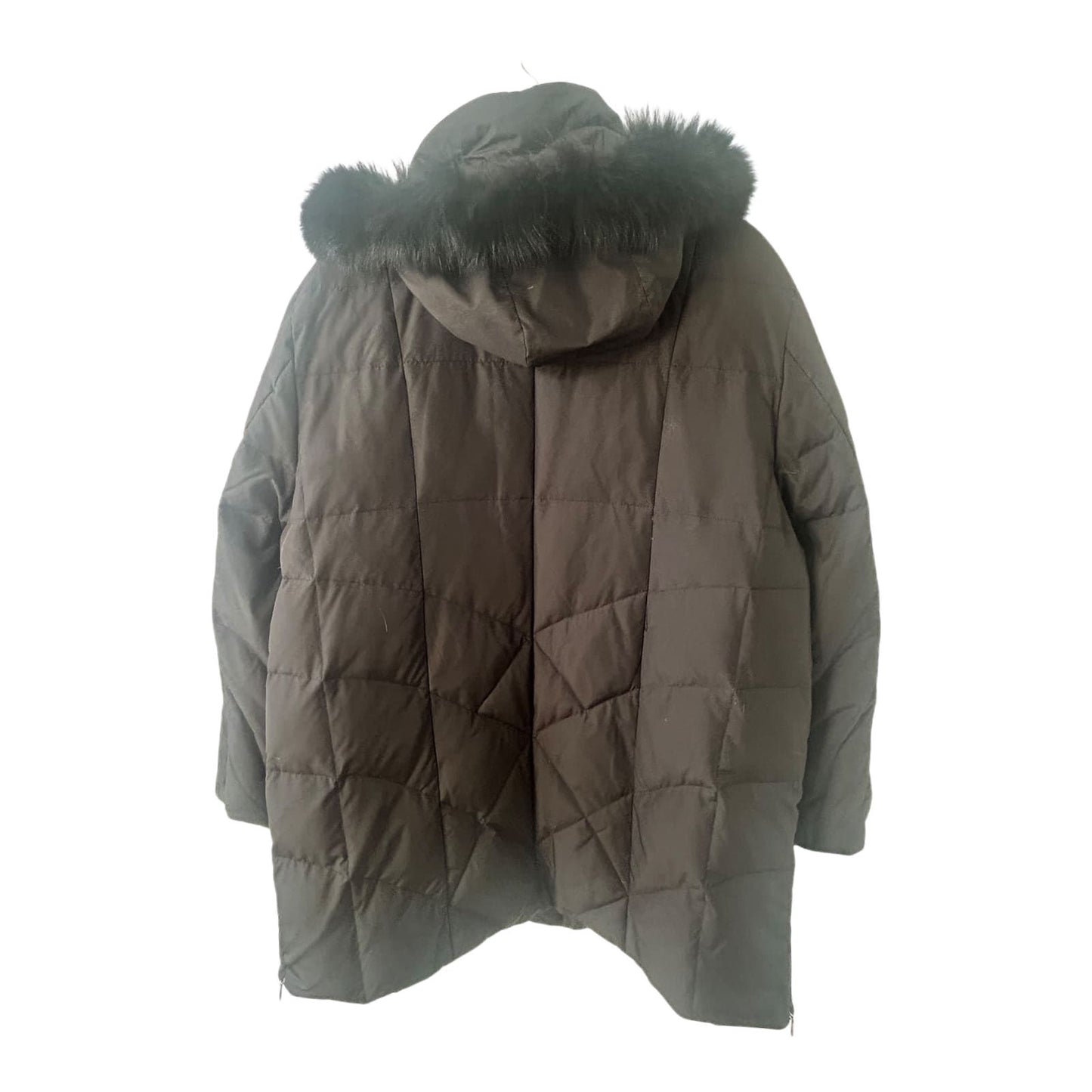 C S Outdoor Damen Daunenjacke Gr 46 Schwarz Echtdaune mit Kapuze Kunstfell