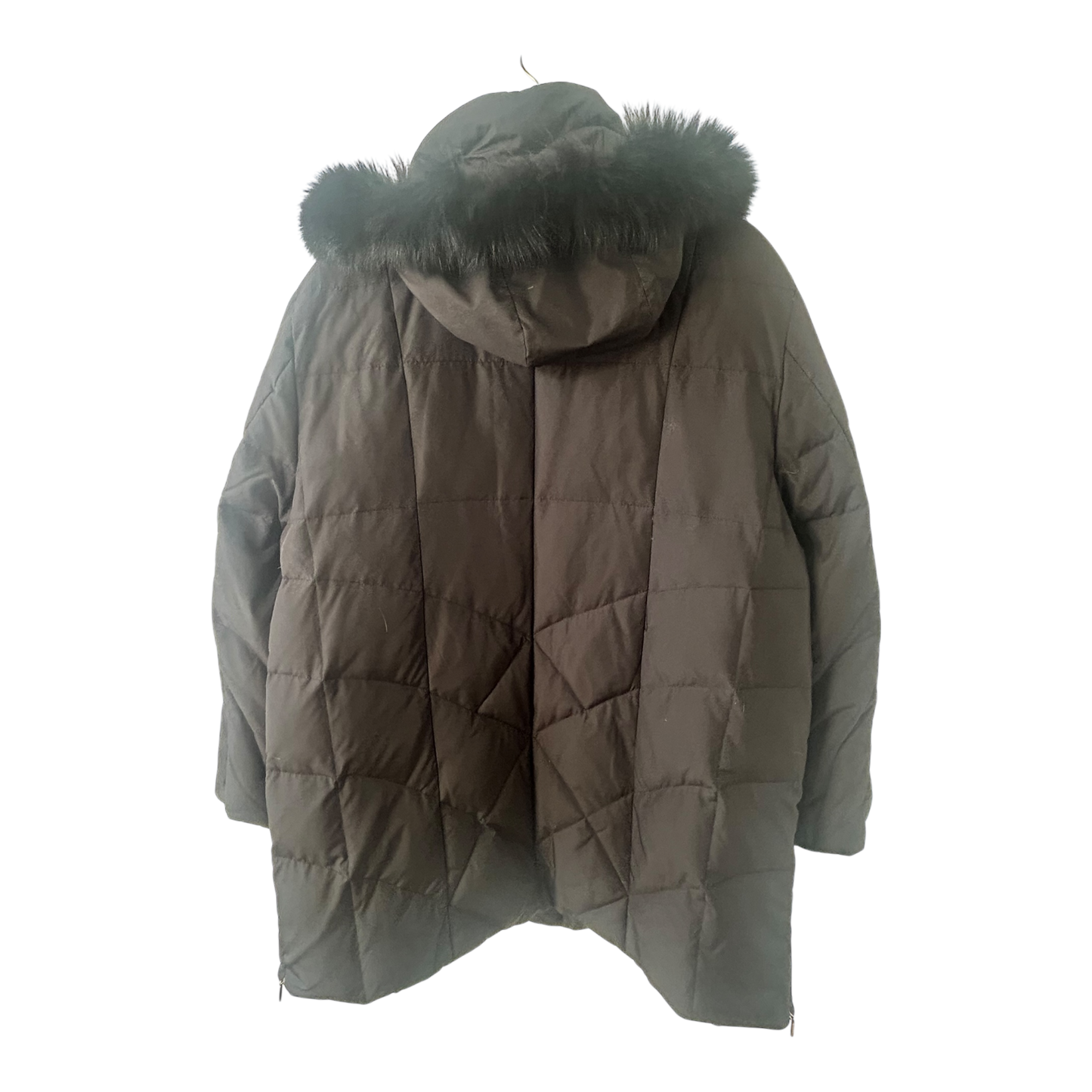 C S Outdoor Damen Daunenjacke Gr 46 Schwarz Echtdaune mit Kapuze Kunstfell