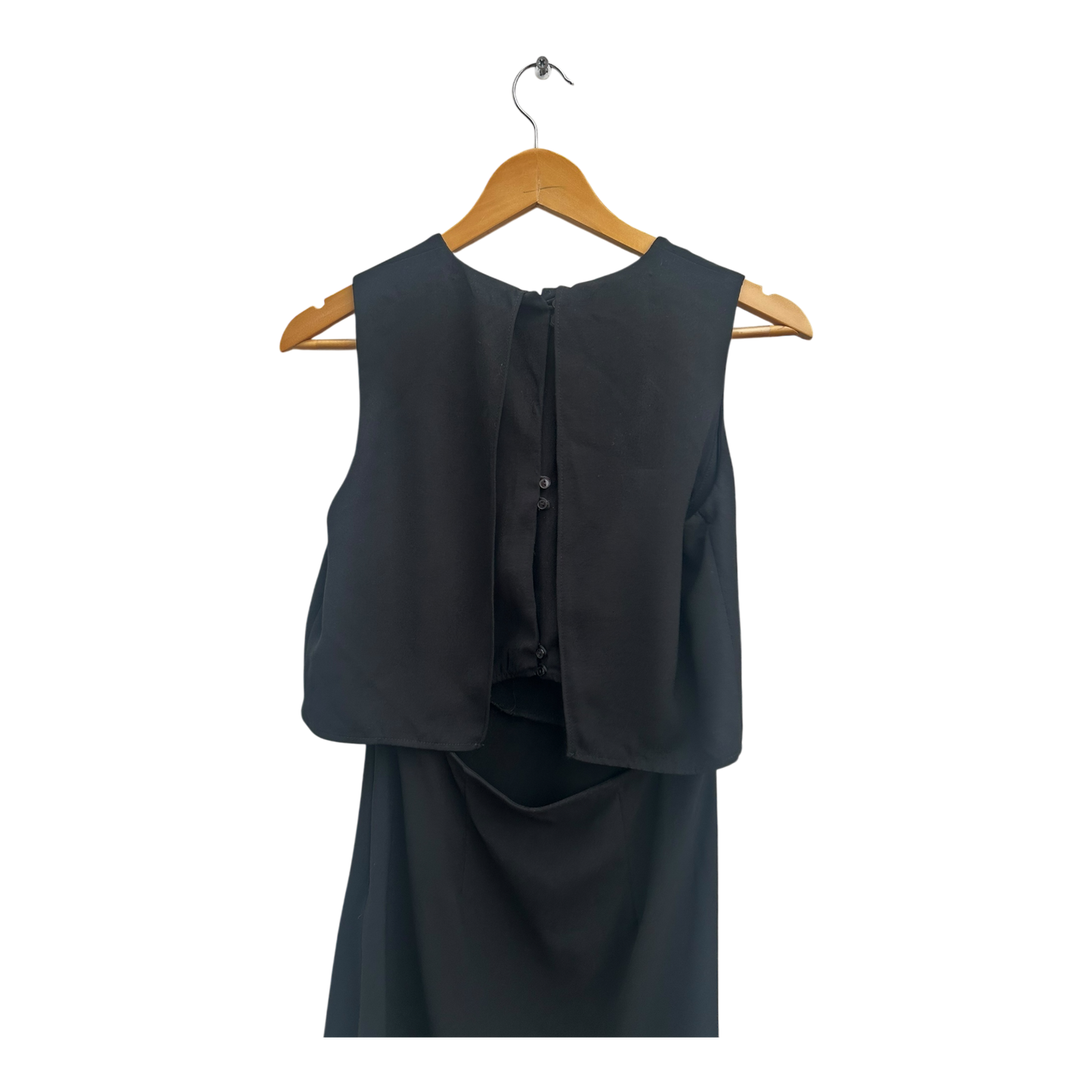 Mango Kleid Damen Gr S Schwarz Elegant Ärmellos Seitlicher Reißverschluss