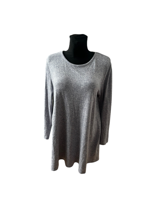 C&A Longpullover Damen Grau Meliert Extra Lang Weich Stretch Casual