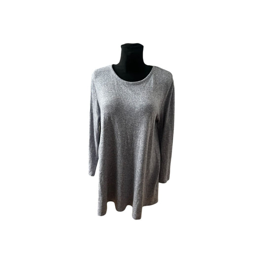 C&A Longpullover Damen Grau Meliert Extra Lang Weich Stretch Casual