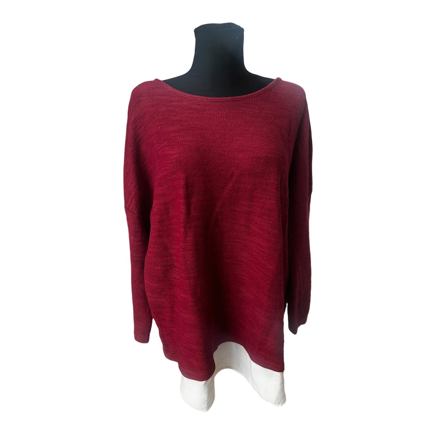 Esmara Pullover Damen Langarm Oversize XXL Bordeaux Weich Lässig