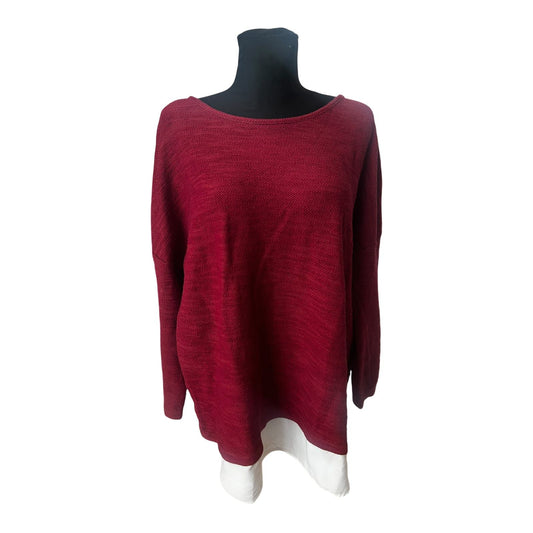 Esmara Pullover Damen Langarm Oversize XXL Bordeaux Weich Lässig