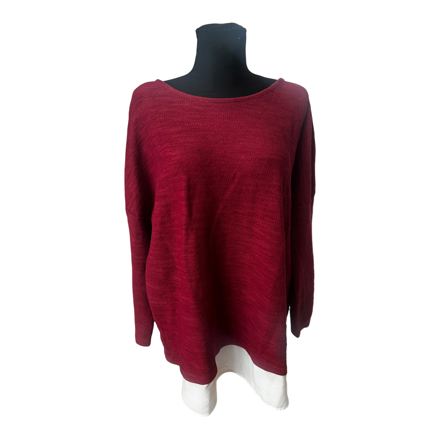 Esmara Pullover Damen Langarm Oversize XXL Bordeaux Weich Lässig