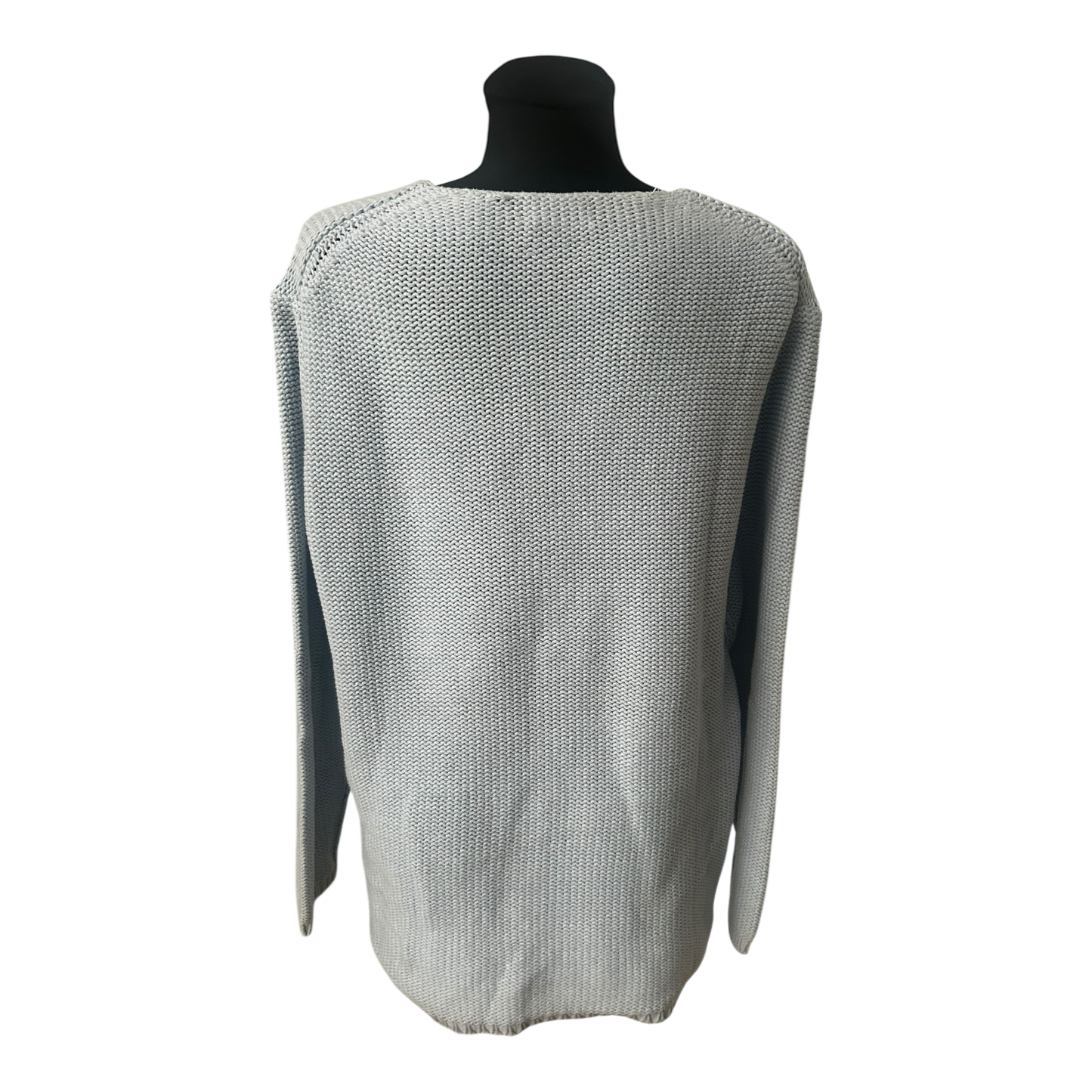 Six o Seven Pullover Damen Hellblau Oversize Langarm Grobstrick Love Print