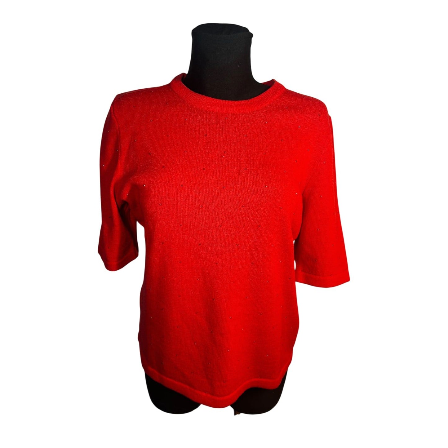 Attitude Damen Zweiteiler Strickset Größe 42 Rot Acryl Wolle Elegant Glitzer Top Wie NEU