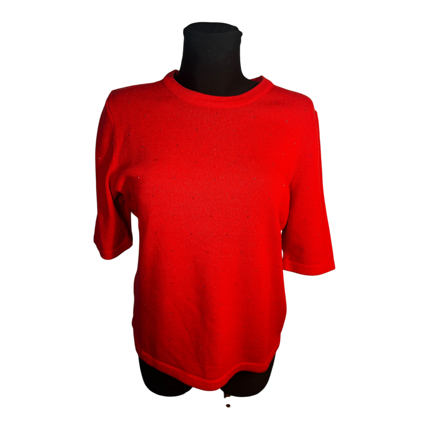 Attitude Damen Zweiteiler Strickset Größe 42 Rot Acryl Wolle Elegant Glitzer Top Wie NEU