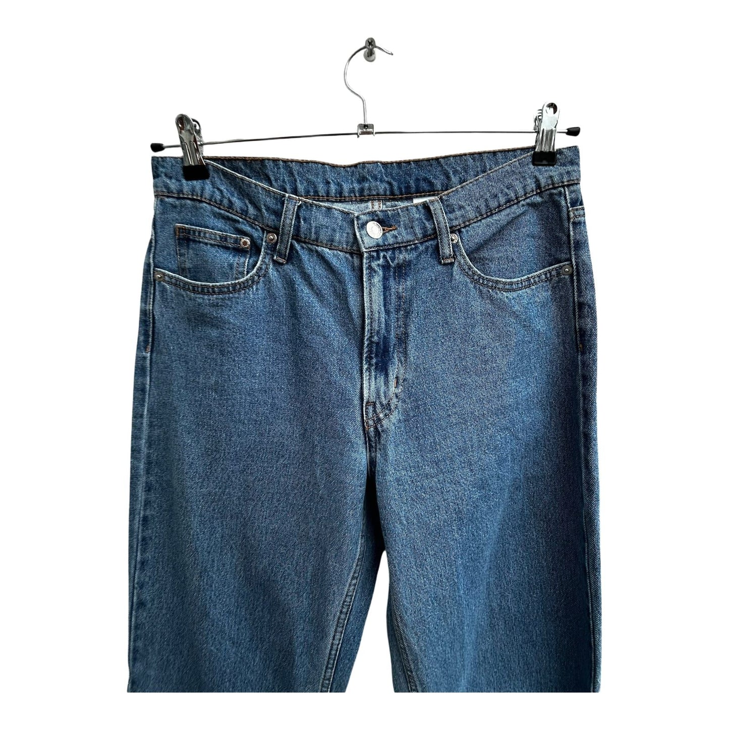 H&M Damen Baggy Low Waist Jeans Gr 36 Blau Baumwolle Denim