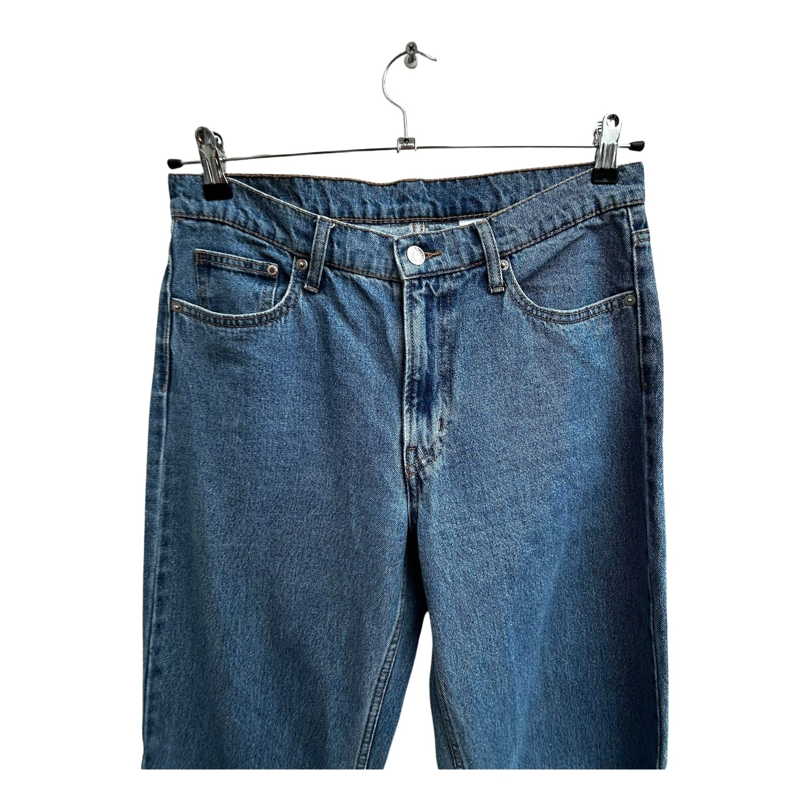 H&M Damen Baggy Low Waist Jeans Gr 36 Blau Baumwolle Denim