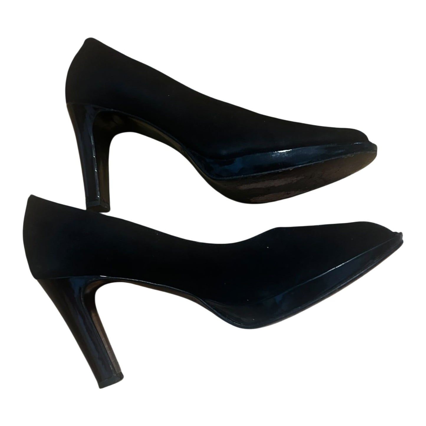 Peeptoes Damen Echtleder Schwarz Made in Italy Gr 39 Elegant Absatzschuhe