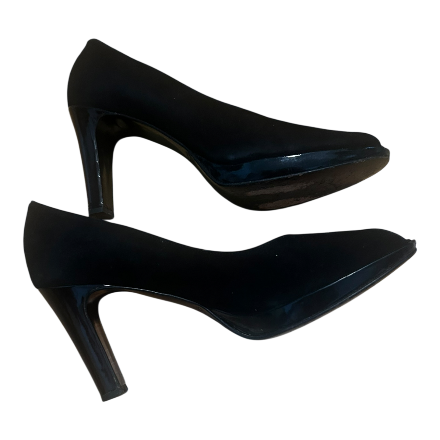 Peeptoes Damen Echtleder Schwarz Made in Italy Gr 39 Elegant Absatzschuhe