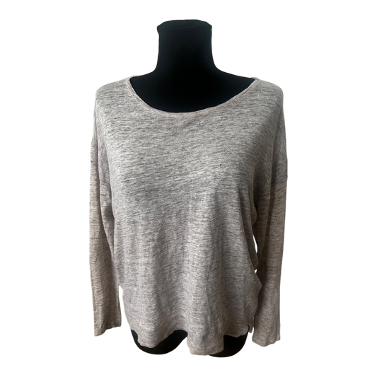 Massimo Dutti Damen Leinen Shirt Beige Langarm Gr M Leicht Sommer