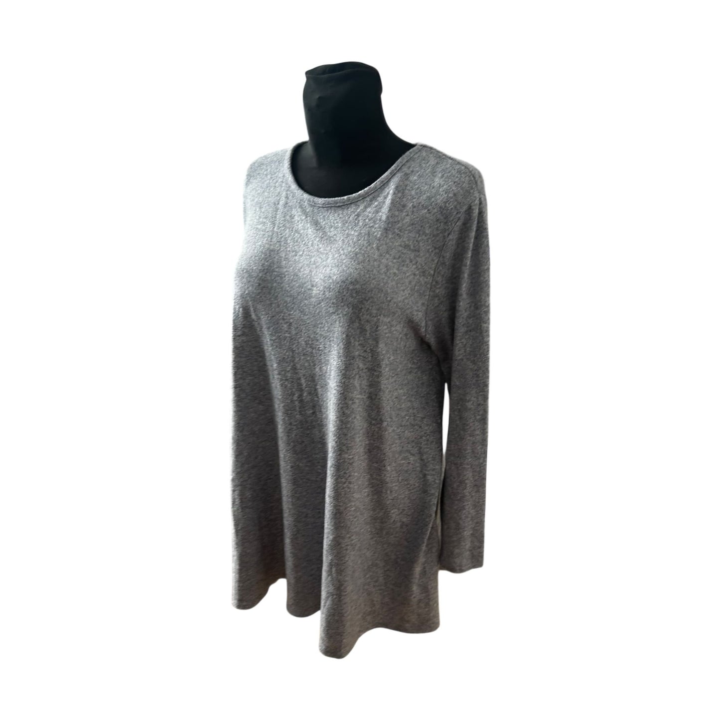 C&A Longpullover Damen Grau Meliert Extra Lang Weich Stretch Casual