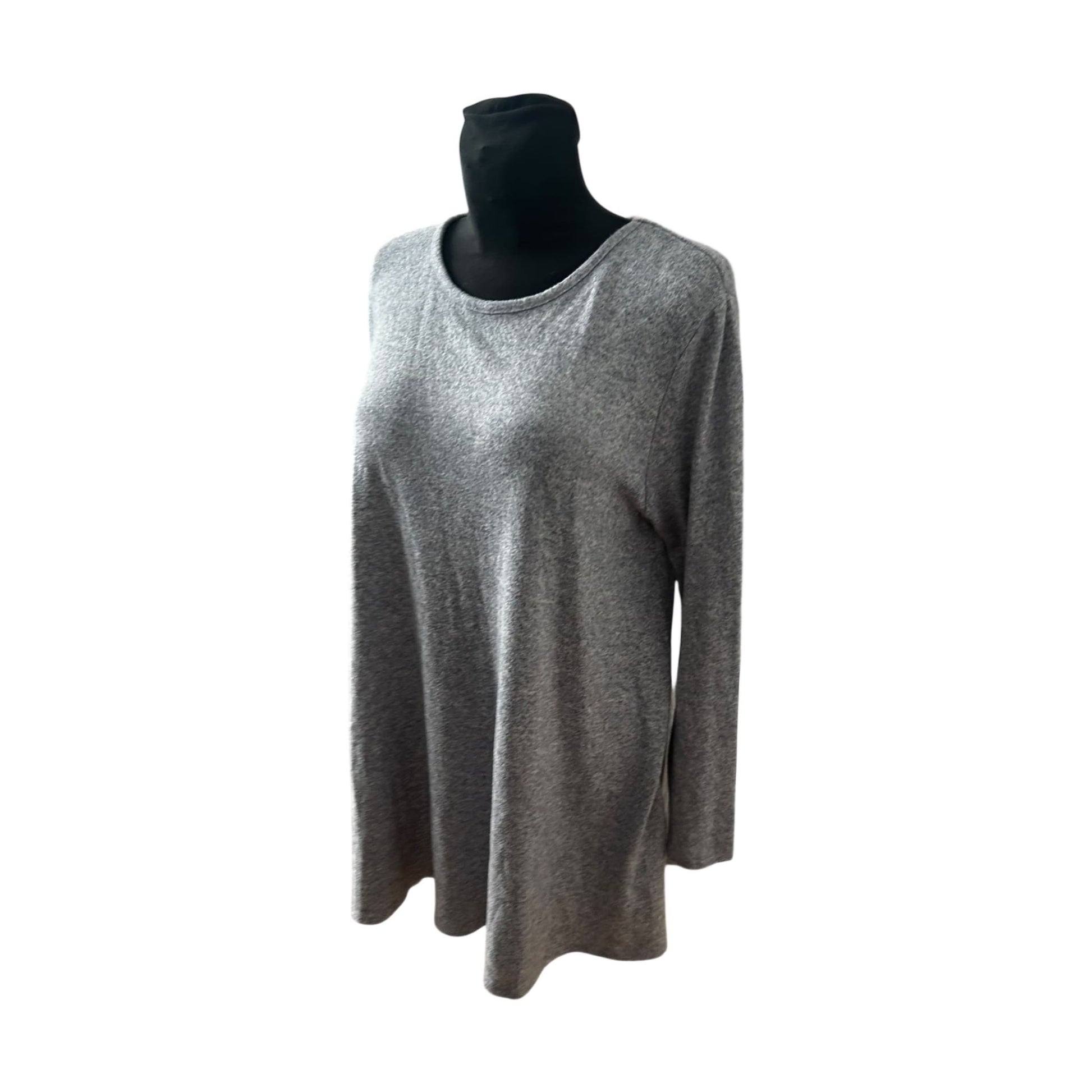 C&A Longpullover Damen Grau Meliert Extra Lang Weich Stretch Casual