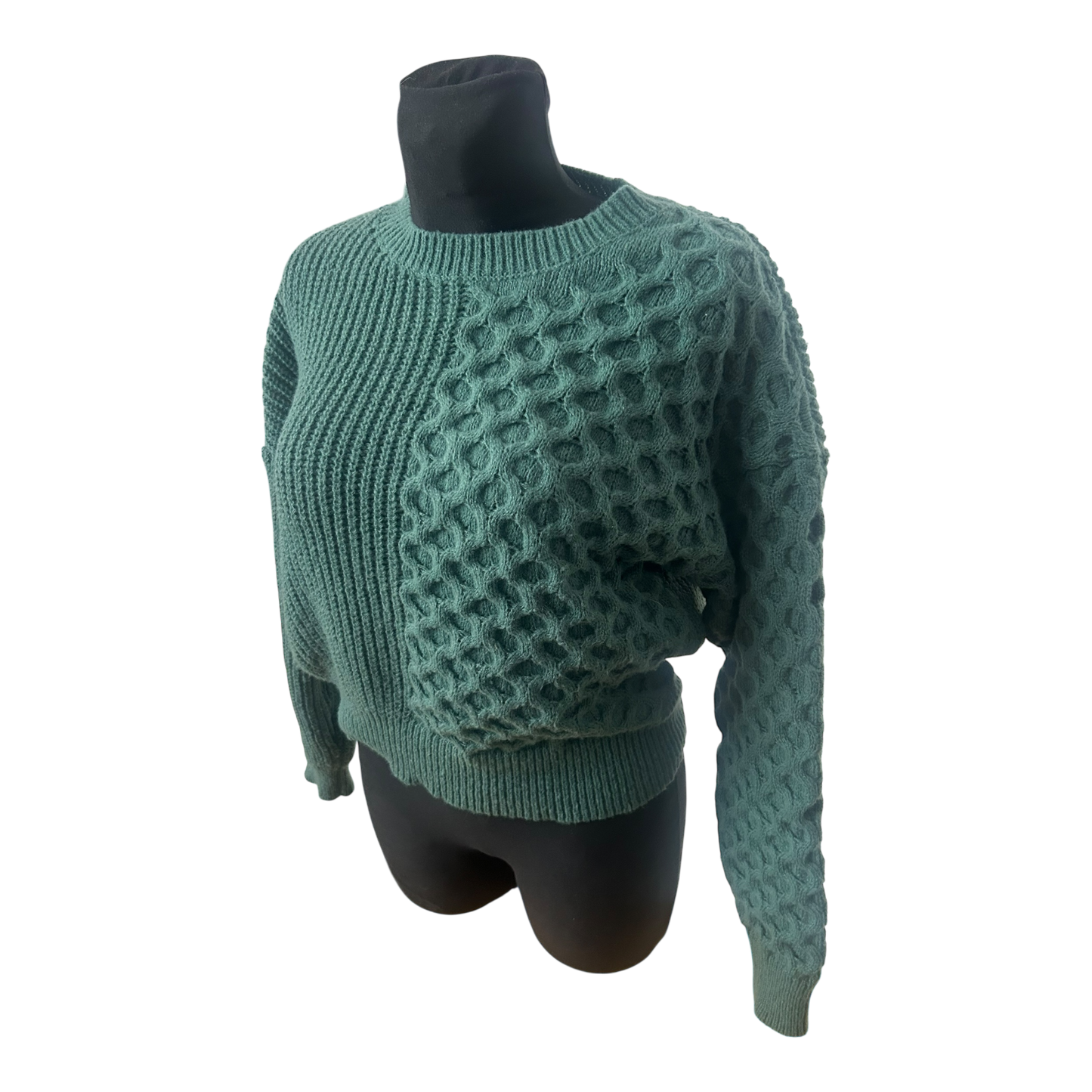 Shein Damen Pullover Gruen Strukturstrick Langarm Rundhals Modern Casual