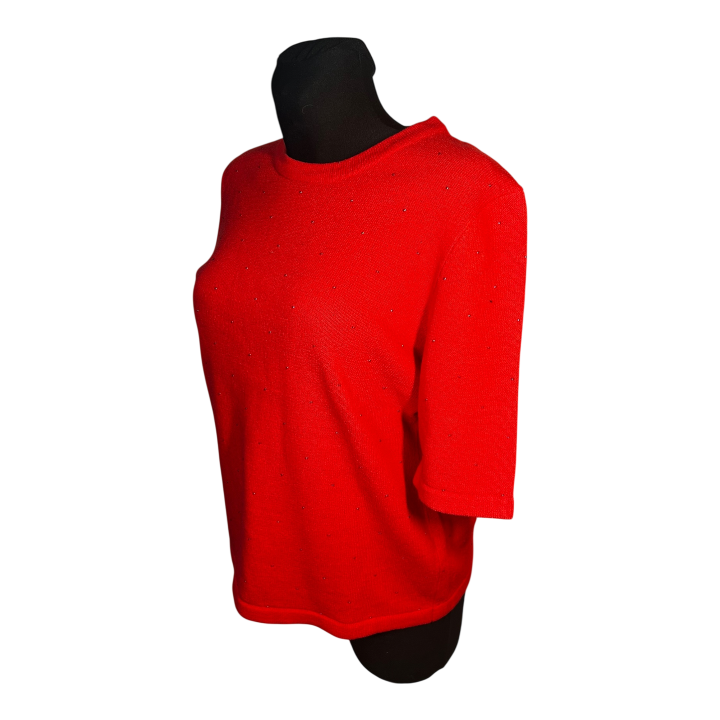 Attitude Damen Zweiteiler Strickset Größe 42 Rot Acryl Wolle Elegant Glitzer Top Wie NEU