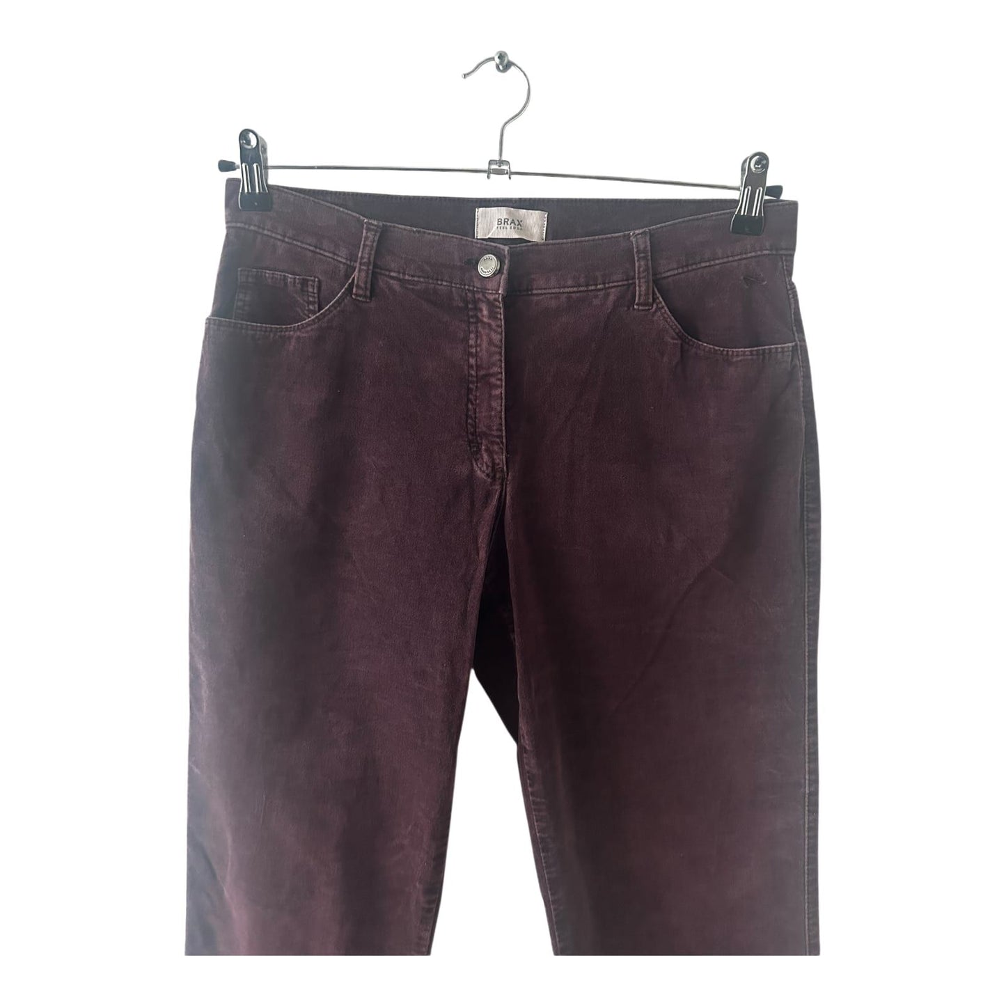 Brax Damen Hose Gr 40 Kurz Braun Cord Baumwolle Elasthan Used Look