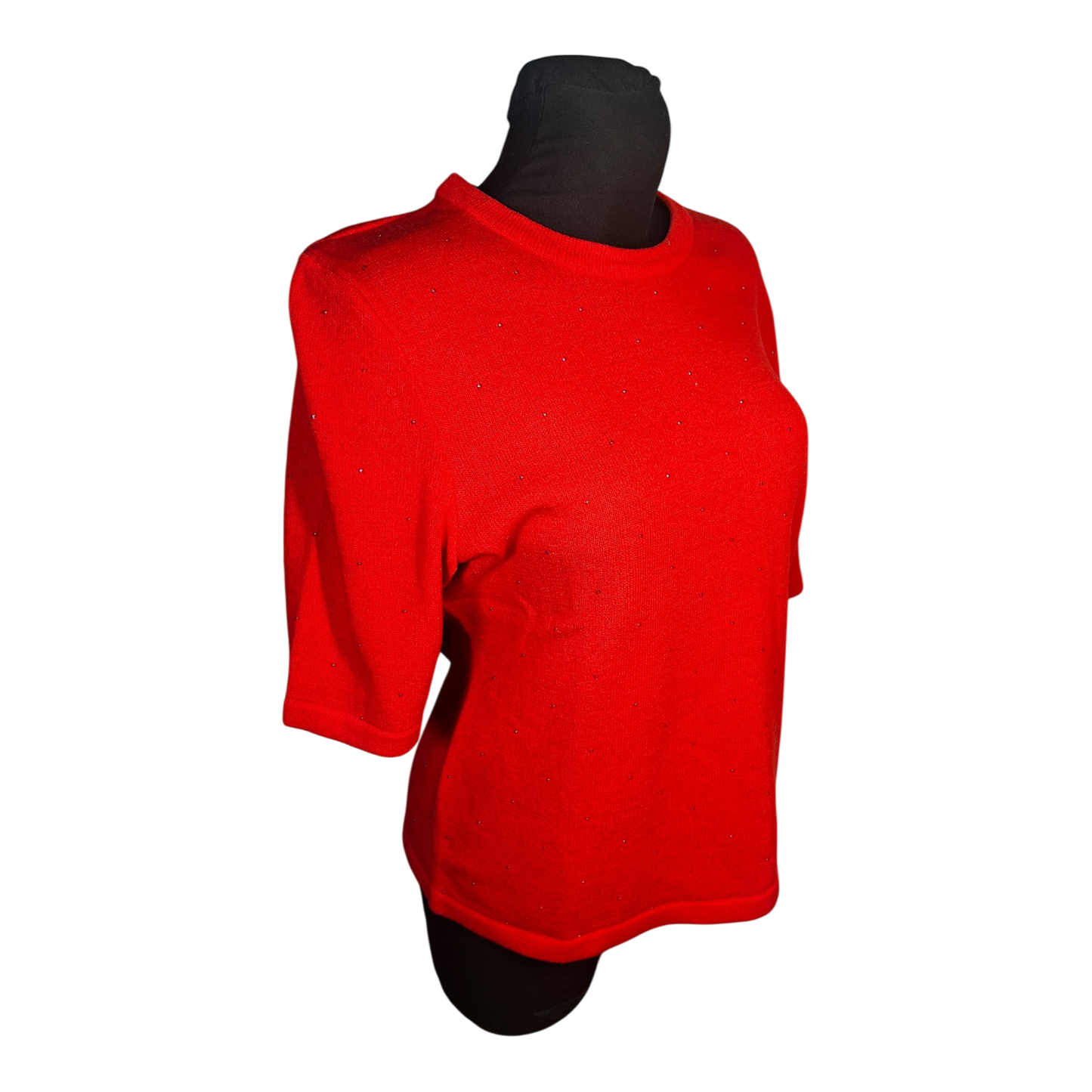 Attitude Damen Zweiteiler Strickset Größe 42 Rot Acryl Wolle Elegant Glitzer Top Wie NEU