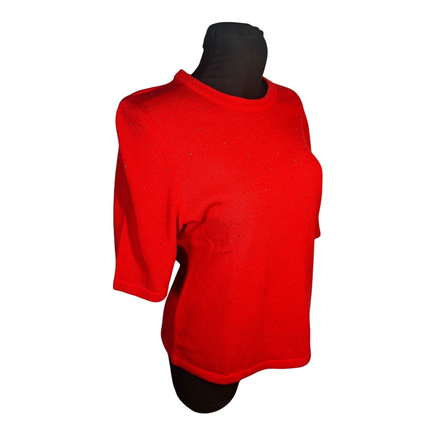Attitude Damen Zweiteiler Strickset Größe 42 Rot Acryl Wolle Elegant Glitzer Top Wie NEU