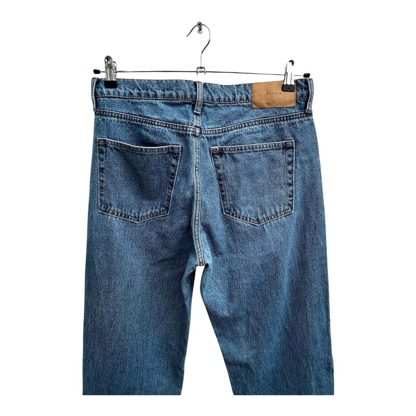 H&M Damen Baggy Low Waist Jeans Gr 36 Blau Baumwolle Denim
