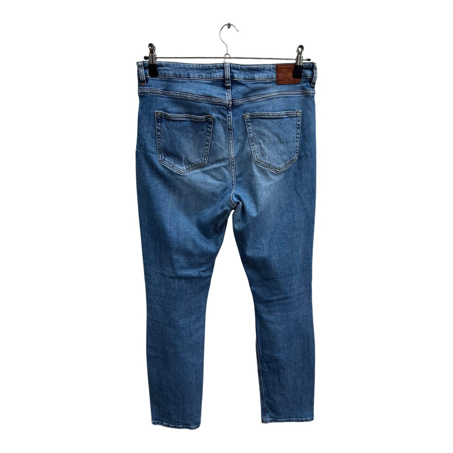 Zara Damen Jeans Hose Gr 42 Blau Used Look Baumwolle Elasthan Denim Klassisch