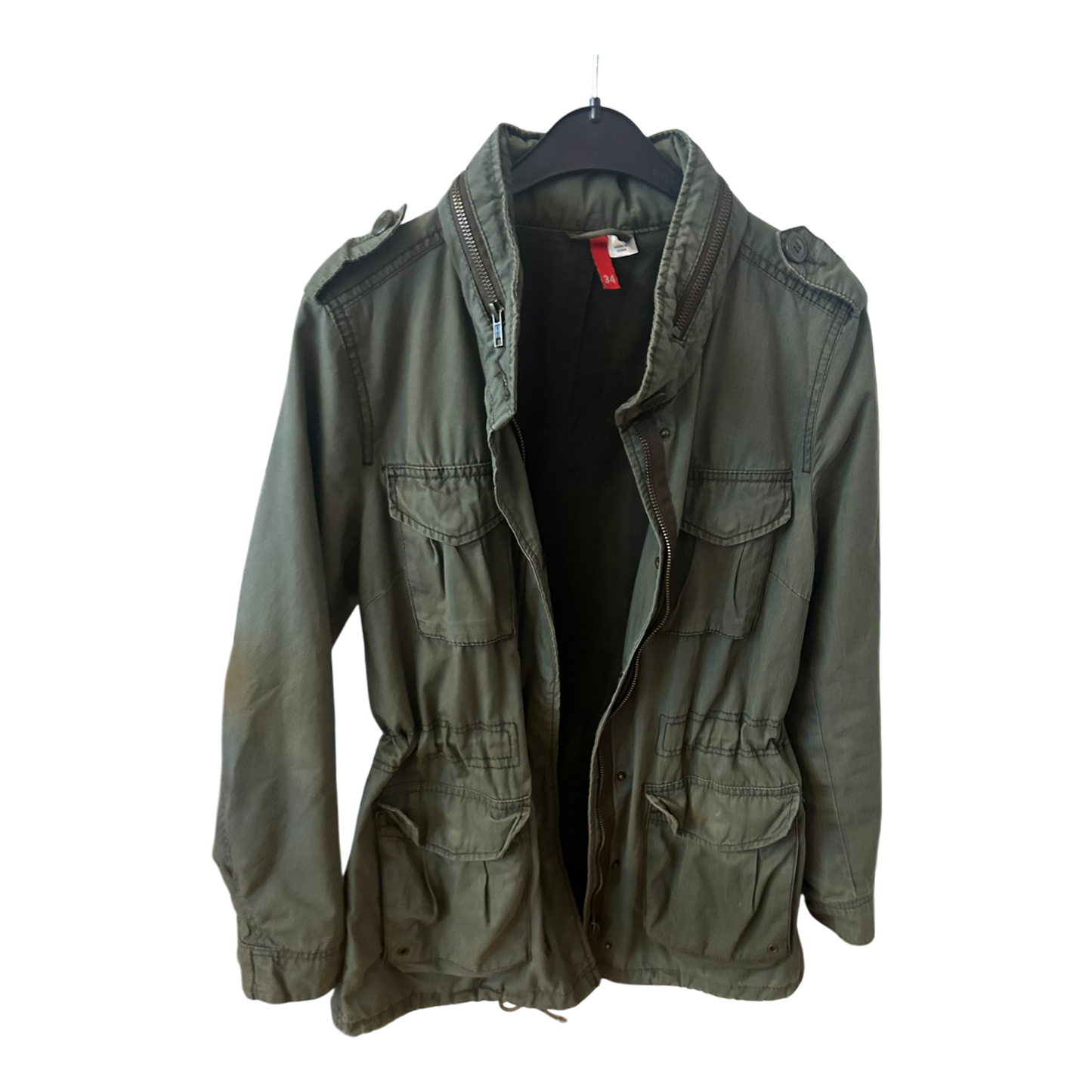 🌿 H&M Divided Damen Parka 34 Khaki – Casual Utility Look 🌿