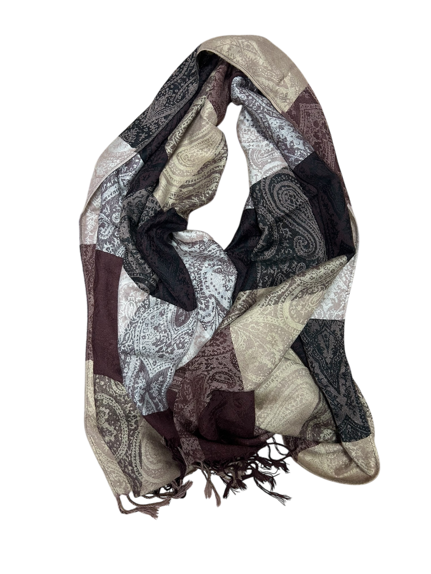 4You Schal Damen Paisley Patchwork 70x190 cm Boho Stil Bunt Elegant Modern Vintage