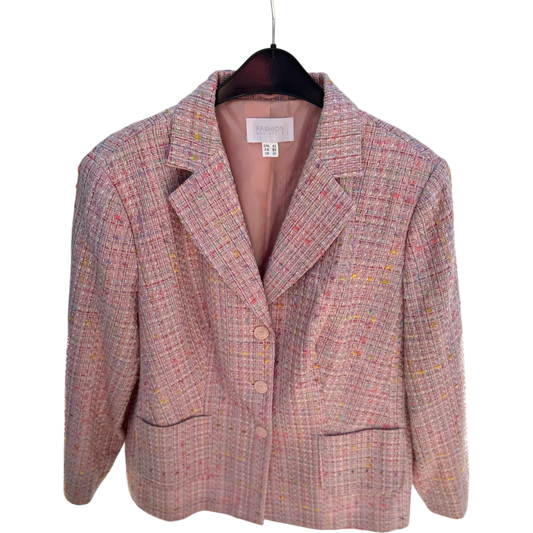 Fashion and Style Blazerjacke Damen Gr 46 Rosa Tweed Vintage Look