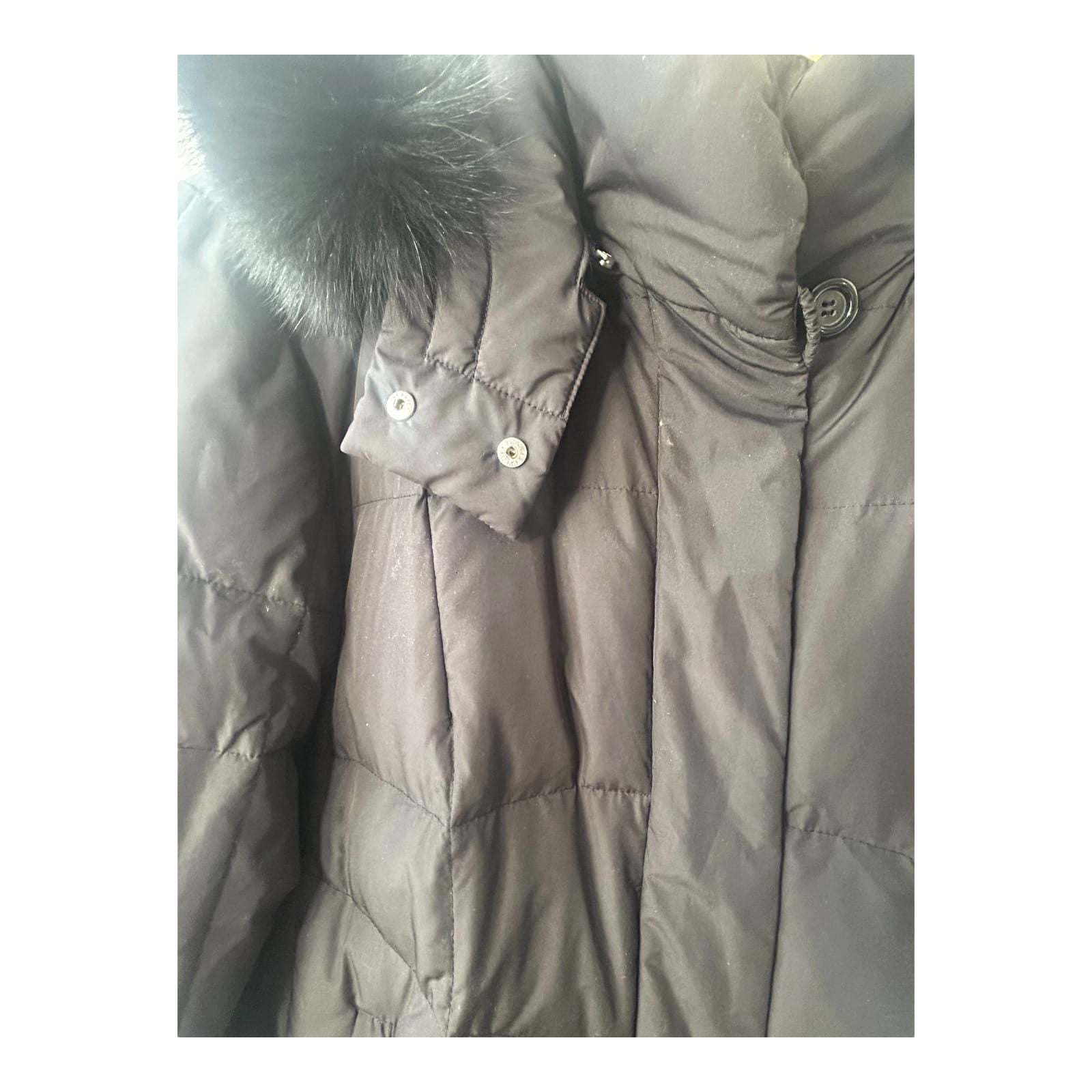 C S Outdoor Damen Daunenjacke Gr 46 Schwarz Echtdaune mit Kapuze Kunstfell