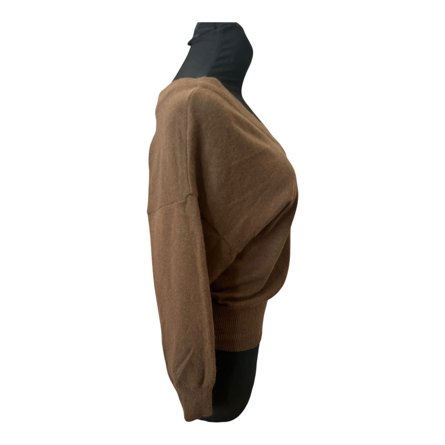 Damen Pullover Gr 36 Dunkelbraun V Ausschnitt Feinstrick Angora Lammwolle
