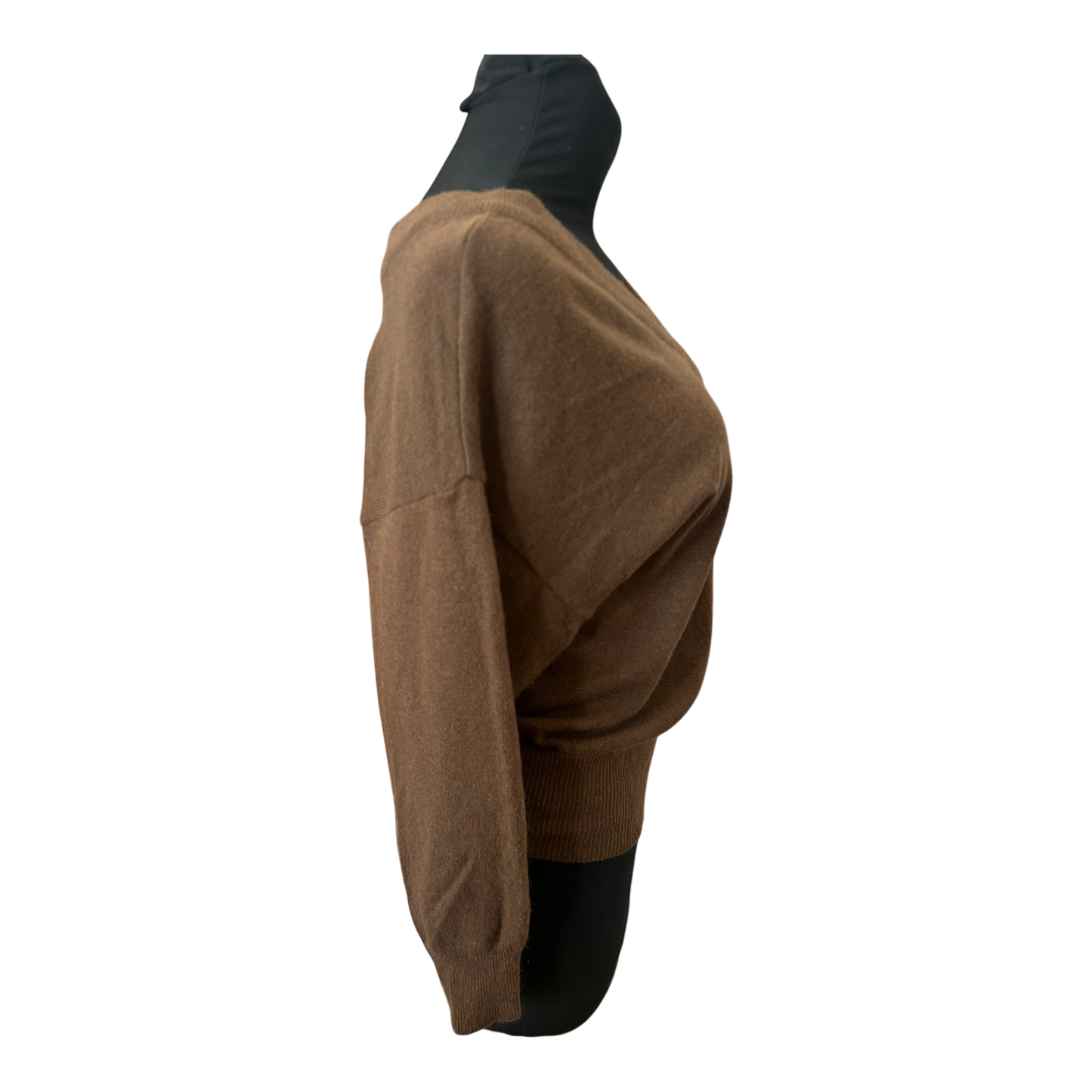 Damen Pullover Gr 36 Dunkelbraun V Ausschnitt Feinstrick Angora Lammwolle