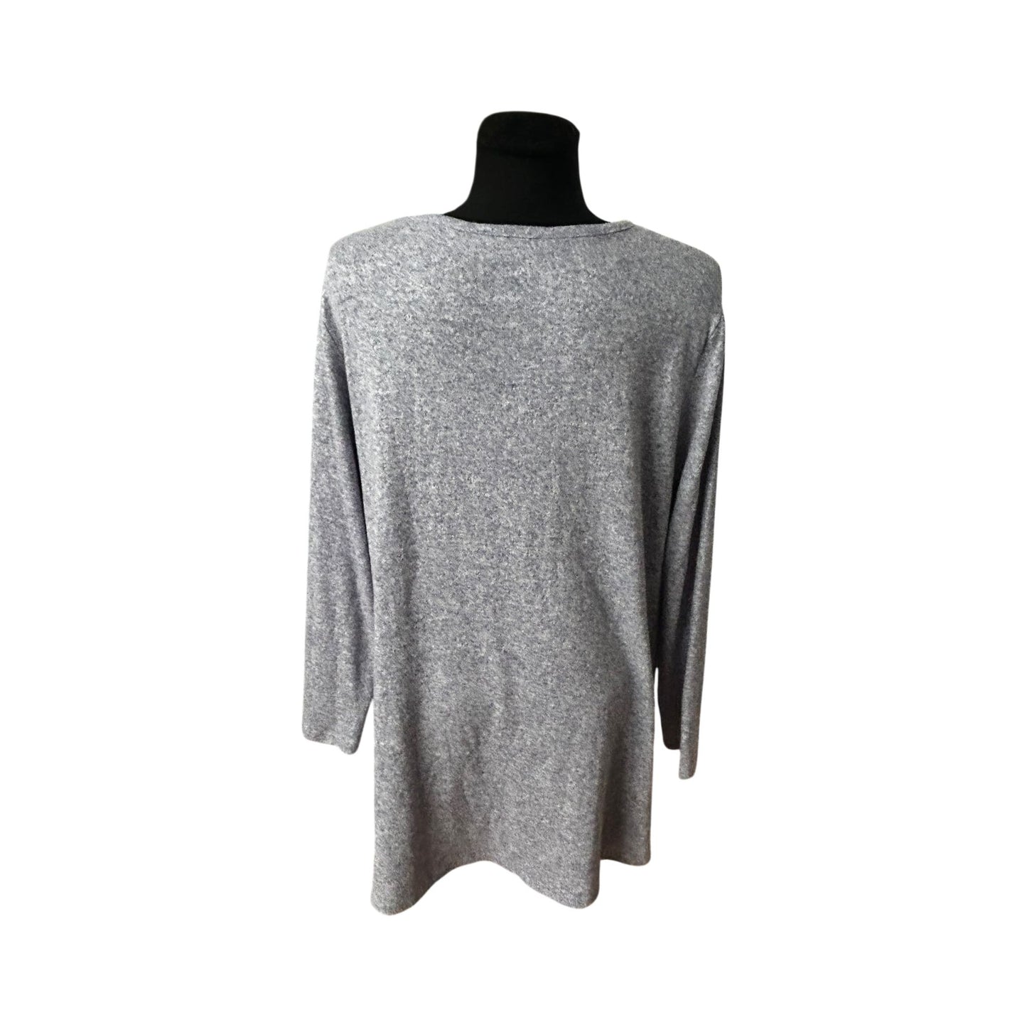 C&A Longpullover Damen Grau Meliert Extra Lang Weich Stretch Casual