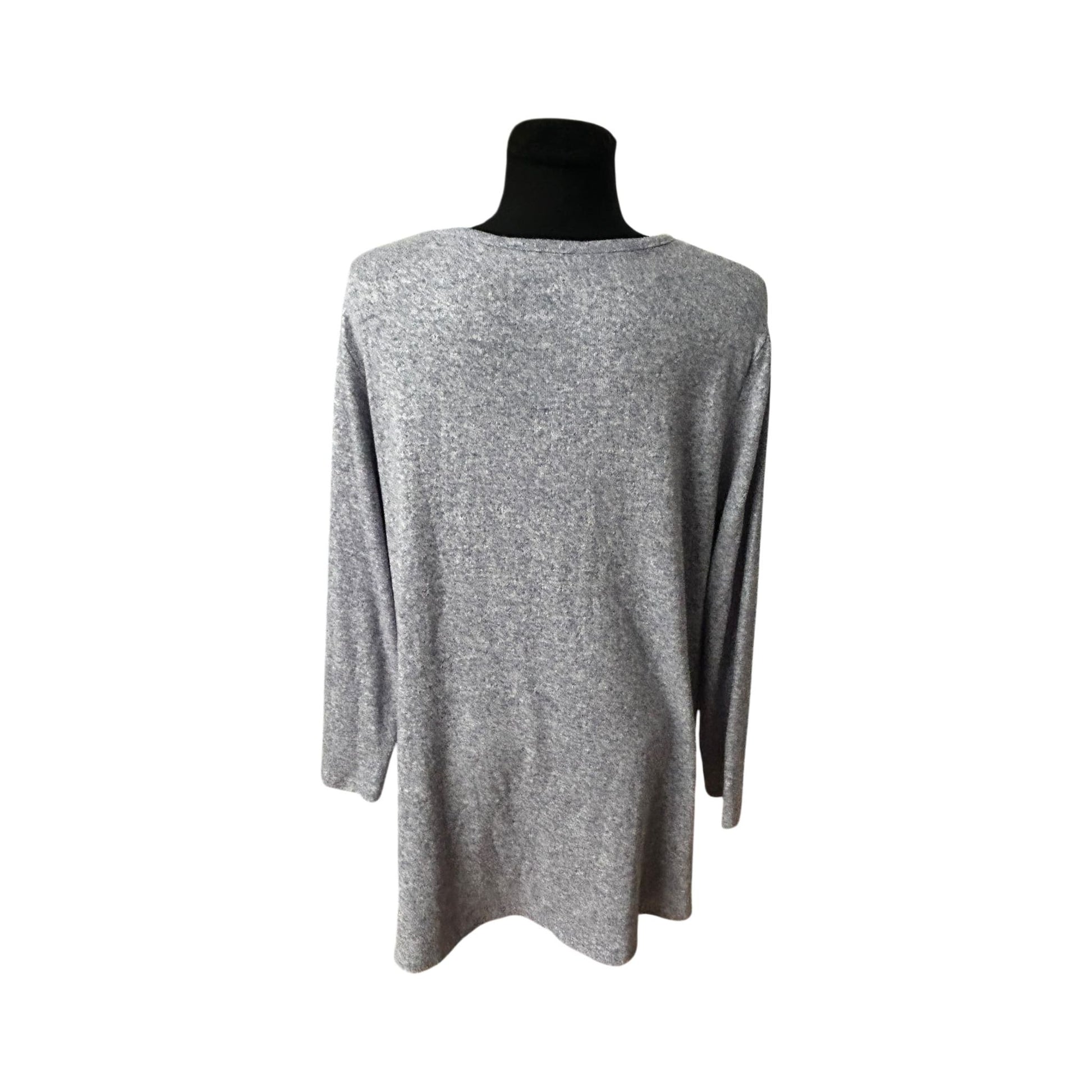 C&A Longpullover Damen Grau Meliert Extra Lang Weich Stretch Casual