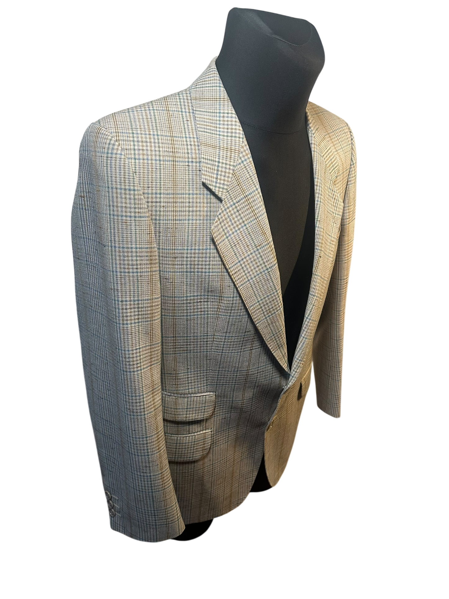 Angelo Litrico Herren Sakko Gr. 54 Karo Beige Braun Wolle Mohair Klassisch Business