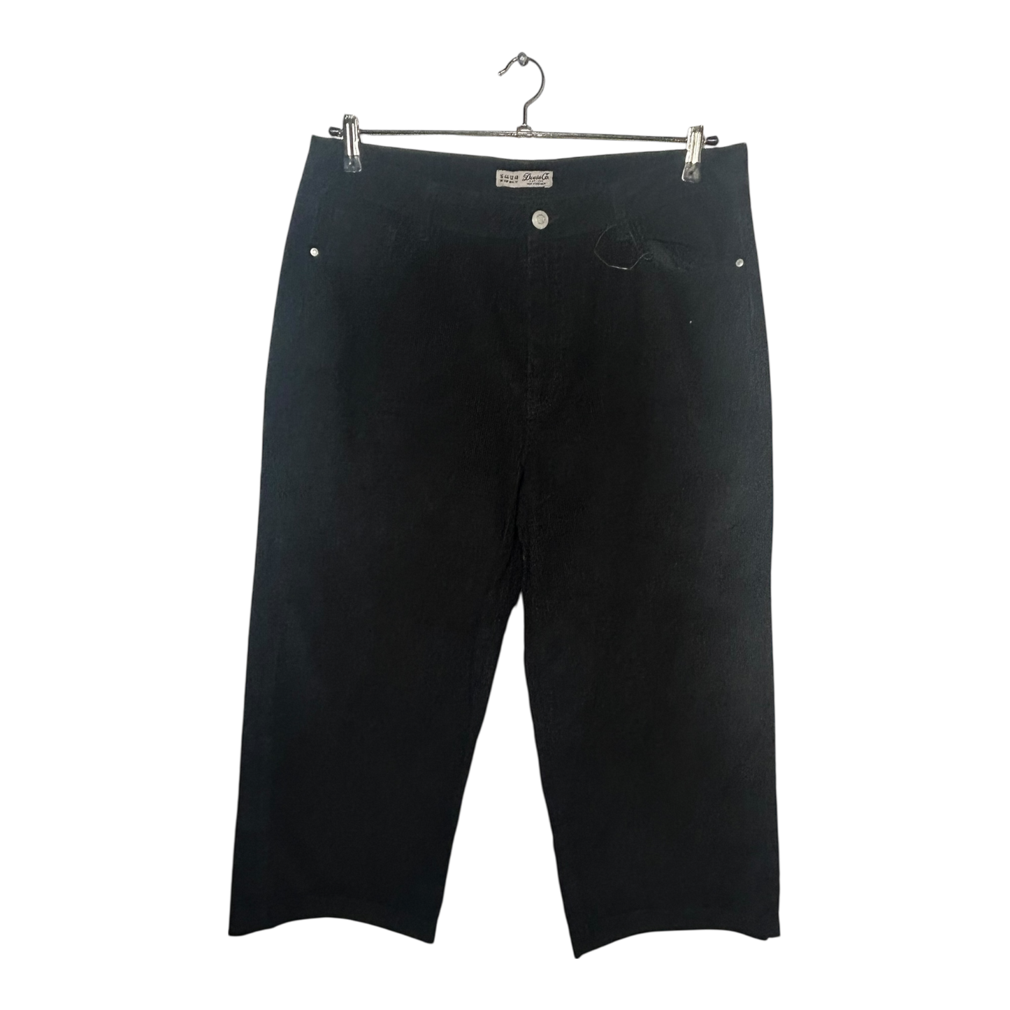 Denim Co Damen Feincordhose Schwarz Gr 44 Baumwolle Weiter Schnitt