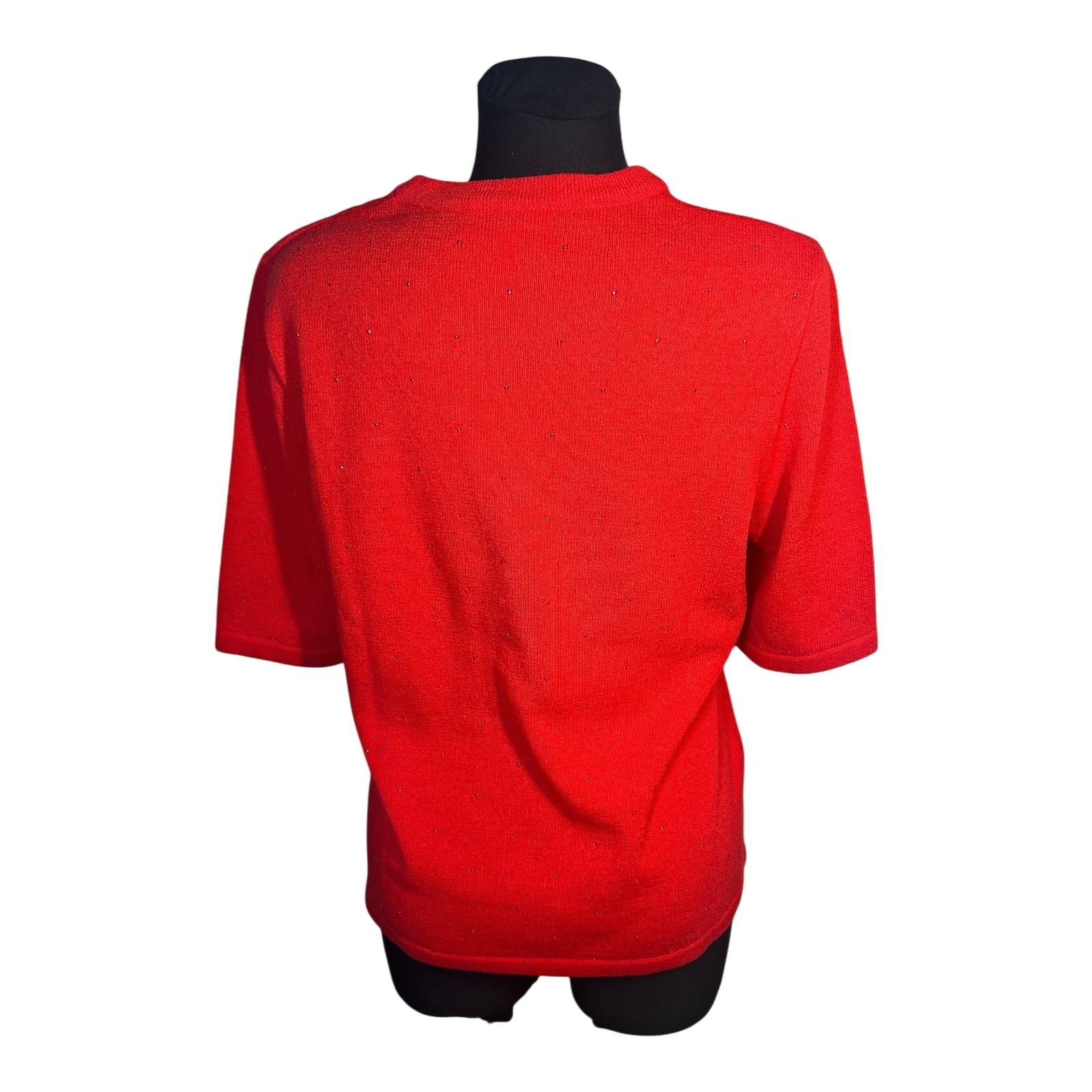 Attitude Damen Zweiteiler Strickset Größe 42 Rot Acryl Wolle Elegant Glitzer Top Wie NEU
