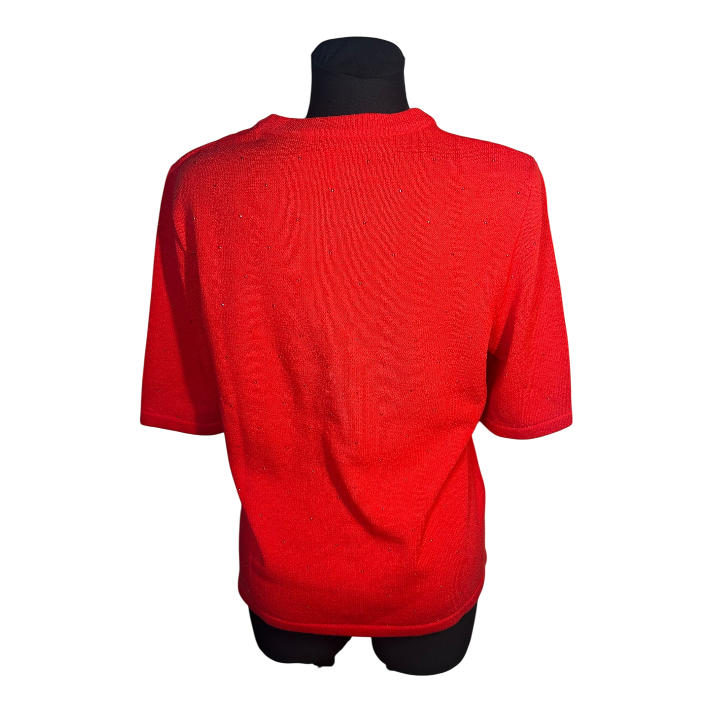 Attitude Damen Zweiteiler Strickset Größe 42 Rot Acryl Wolle Elegant Glitzer Top Wie NEU