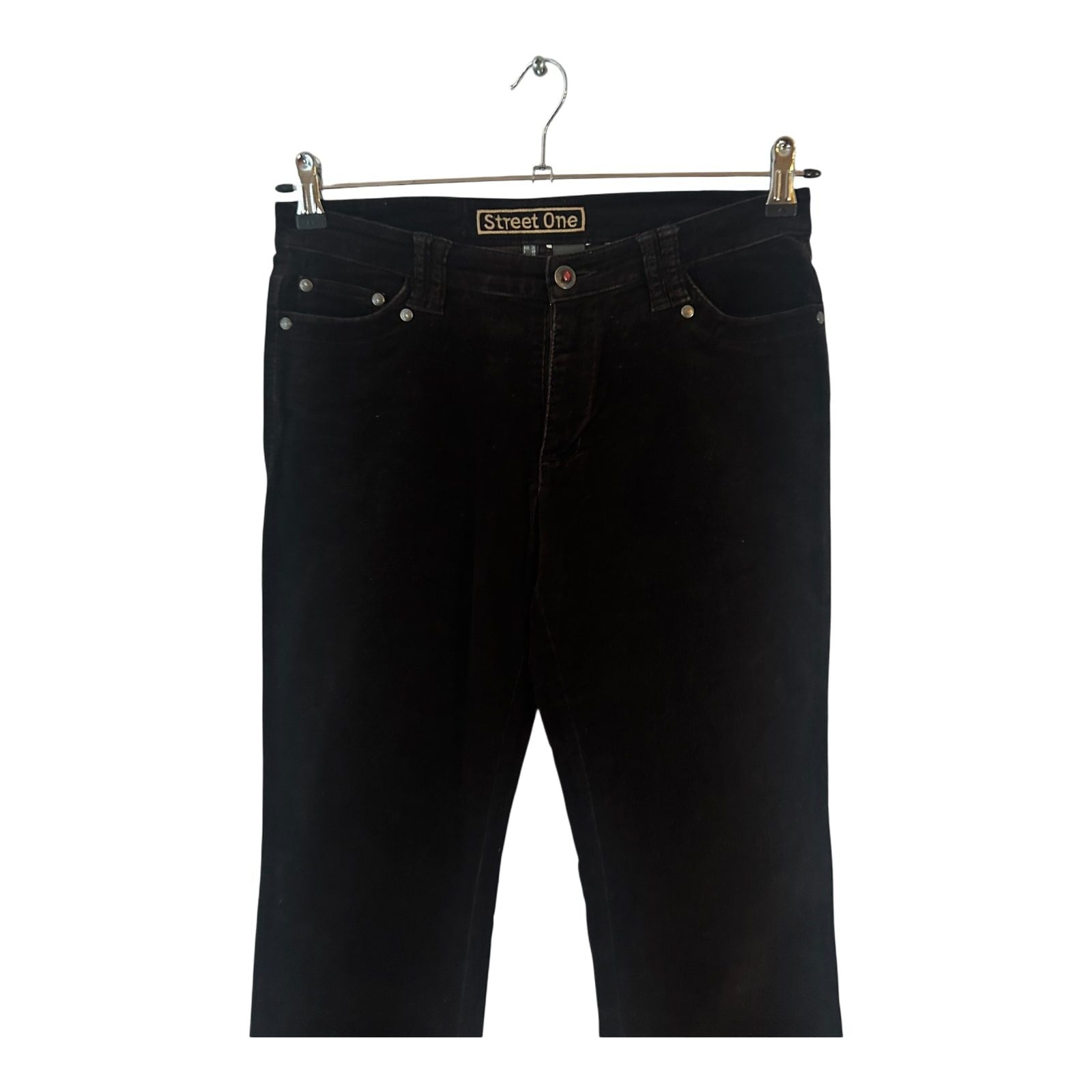 Street One Damen Hose Gr 36 Dunkelbraun Feincord Baumwolle Extralang