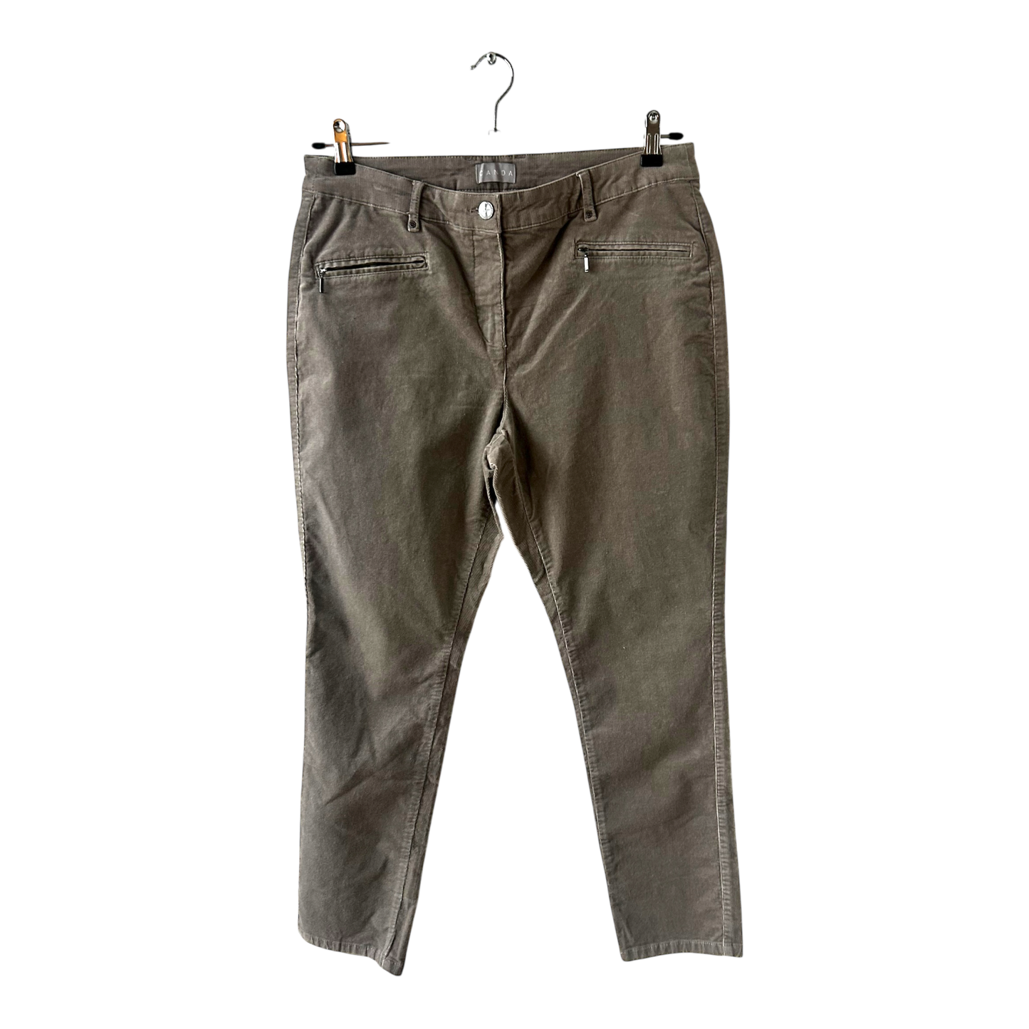 Canda Damen Cordhose Hose Kurzgröße 42 Grau Baumwolle Elasthan