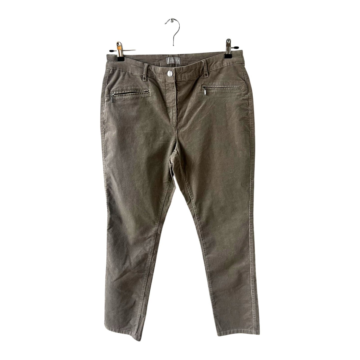 Canda Damen Cordhose Hose Kurzgröße 42 Grau Baumwolle Elasthan