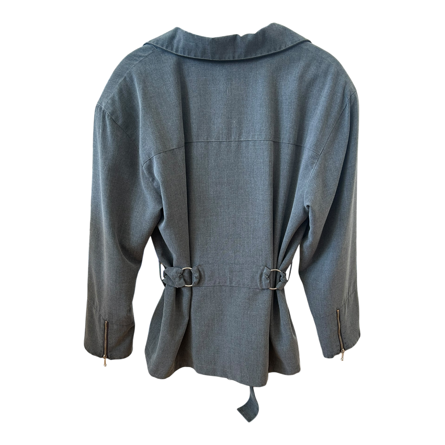 🖤 Biker-Jacke Damen M Grau – Tailliert mit Gürtel & Zipper 🖤