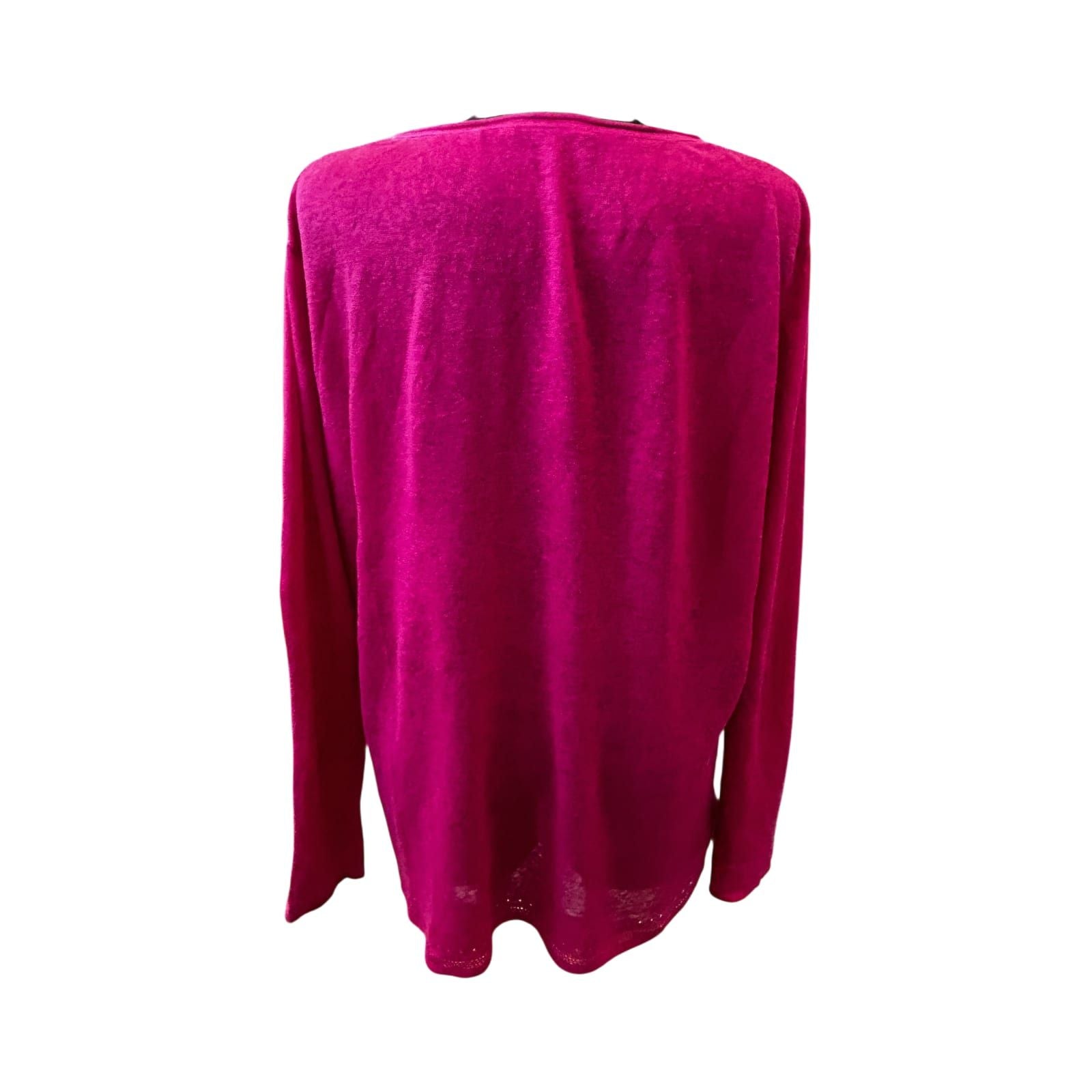 Anne L Sommer Pullover Damen Gr L Pink Leinen Langarm Leicht Luftig
