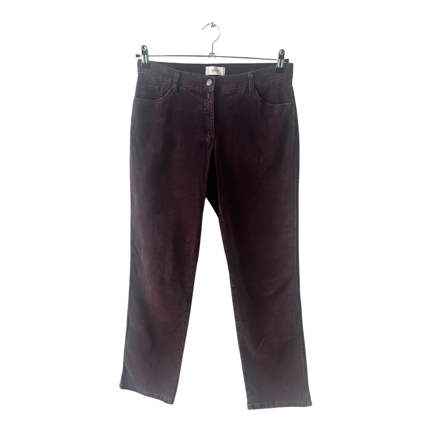 Brax Damen Hose Gr 40 Kurz Braun Cord Baumwolle Elasthan Used Look