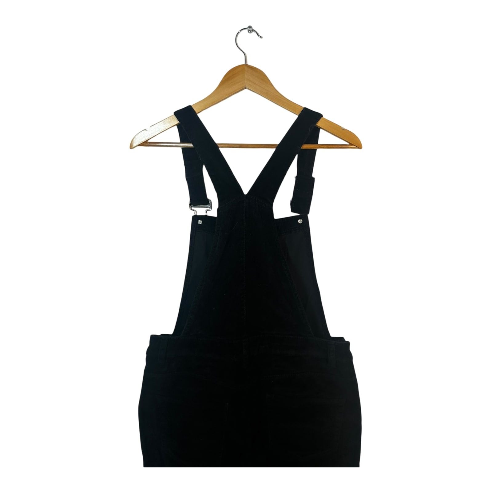 Denim Co Damen Latzhose Gr 40 Schwarz Feincord Elasthan Verstellbare Träger