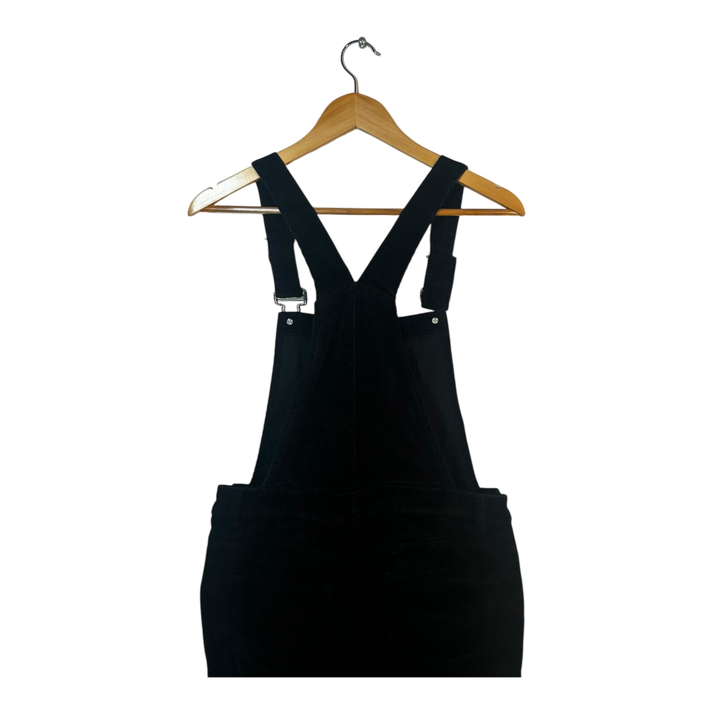 Denim Co Damen Latzhose Gr 40 Schwarz Feincord Elasthan Verstellbare Träger