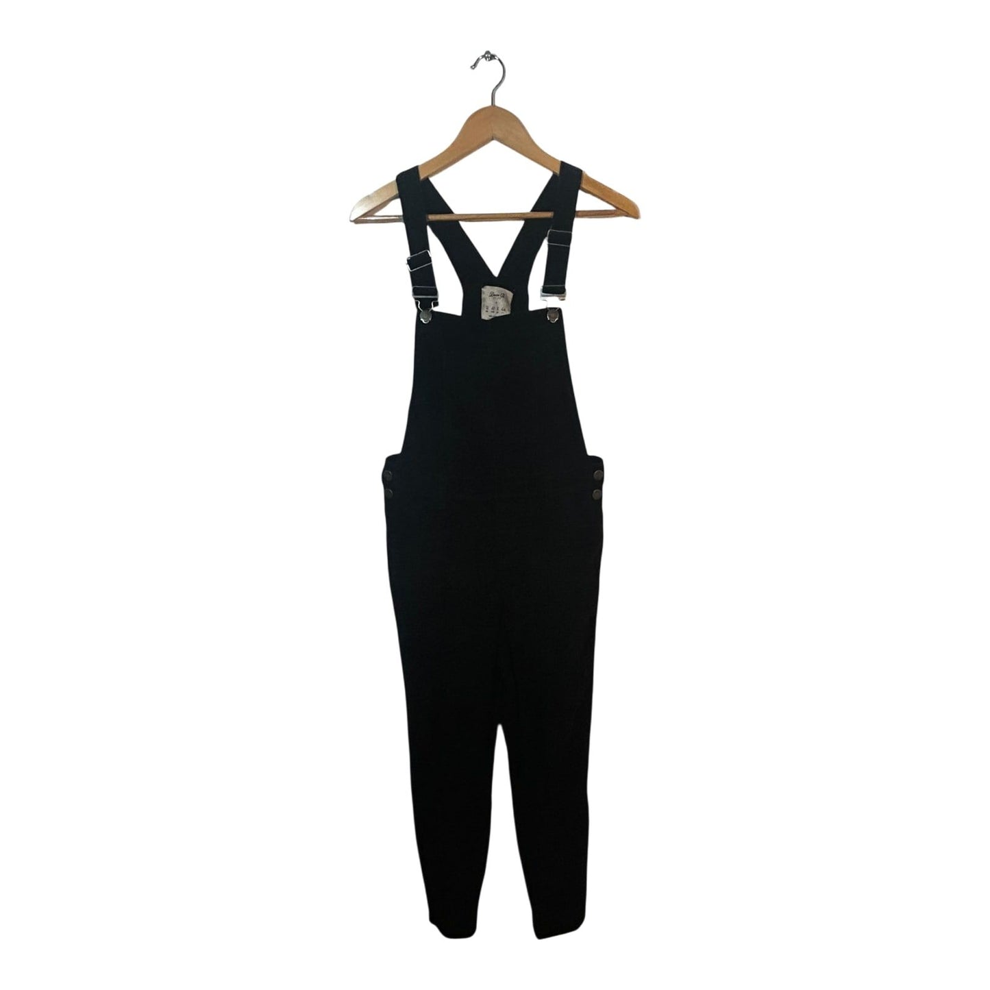 Denim Co Damen Latzhose Gr 40 Schwarz Feincord Elasthan Verstellbare Träger