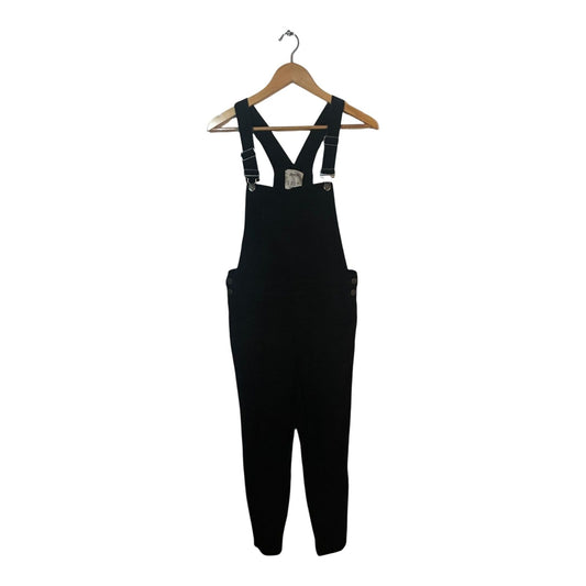Denim Co Damen Latzhose Gr 40 Schwarz Feincord Elasthan Verstellbare Träger