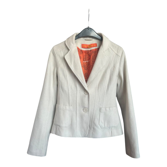 🌟 Fishbone Damen Blazer 36 – Ecru, Polyacryl, Elegant