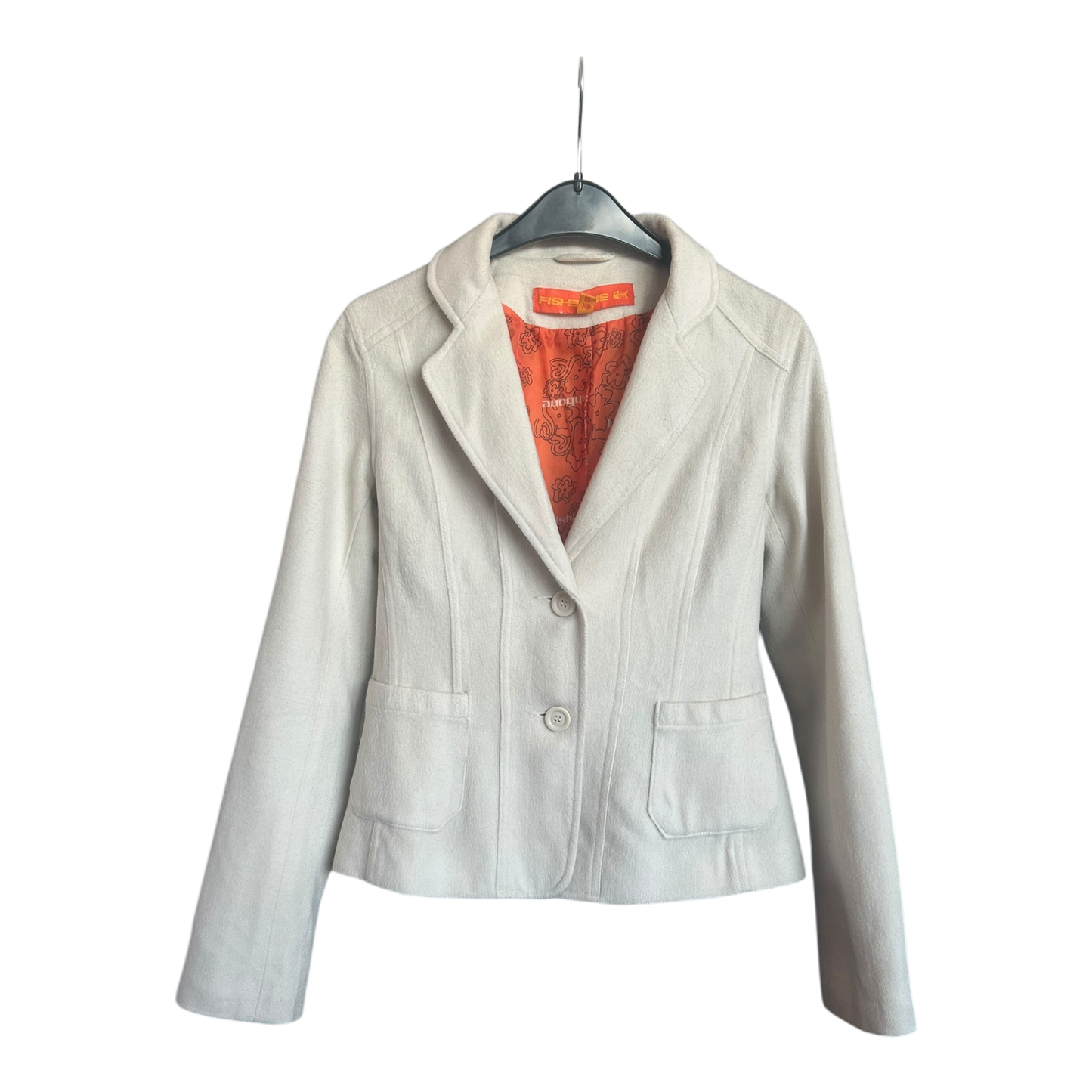 🌟 Fishbone Damen Blazer 36 – Ecru, Polyacryl, Elegant