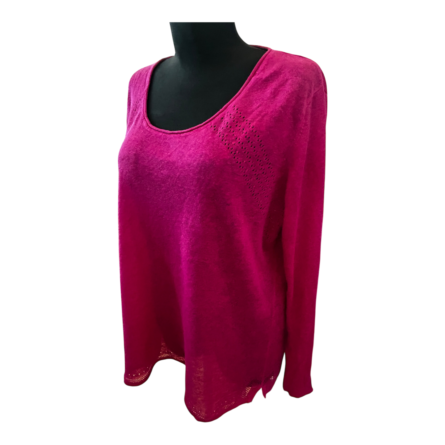 Anne L Sommer Pullover Damen Gr L Pink Leinen Langarm Leicht Luftig